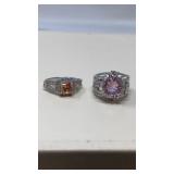 2 STERLING & SEMI PREC STONE RINGS