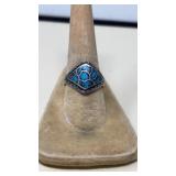 STERLING & TURQUOISE ENLAY STONE RING