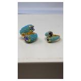 2 STERLING & SEMI PREC STONE RINGS