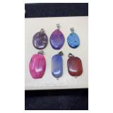6 SEMI PRECIOUS STONE PENDANTS