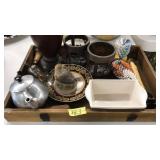 WOOD TRAY AND ASST. TABLE ARTICLES