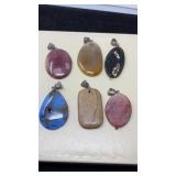 6 SEMI PRECIOUS STONE PENDANTS