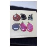 6 SEMI PRECIOUS STONE PENDANTS
