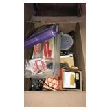 BOX OF ASST. ELECTRONIC PARTS, TUBE BULBS, MISC