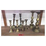 COLL OF ASST BRASS CANDLESTICKS