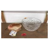 CARNIVAL GLASS SHELL BOWL & CRYSTAL BOWL
