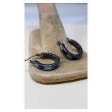 ENLAYED TURQUOISE & LAPIS HOOP EARRINGS
