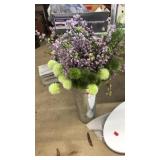 FAUX PLANT DECOR IN GALVANIZED BUCKET