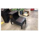 CHINESE STYLE TELEPHONE TABLE W/LEATHER INSERT