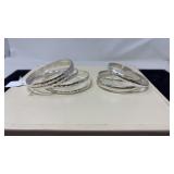 2 PAIRS OF STERLING SILVER BANGLE BRACELET SETS