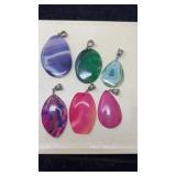 6 SEMI PRECIOUS STONE PENDANTS