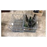 2 METAL MILK CRATES WITH GLASSWARE