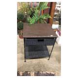 WICKER AND WOOD SIDE TABLE