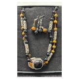 SILVERED & SEMI PRECIOUS STONE JEWELRY SET