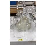 LOT OF ASST. GLASS HURRICAN VASES AND MISC