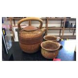 POTTERY TEA POT & MUGS SET
