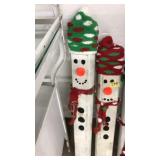 3 PC. HANDMADE WOOD POST SNOWMAN