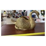 SOLID BRASS SWAN PLANTER