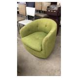 MILO BAUGHMAN GREEN BARREL SWIVEL CHAIR