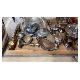 BOX OF ASST. SILVERPLATE SERVING WARE