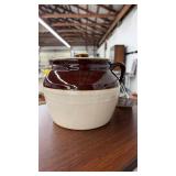 VNTG. STONEWARE 3 GAL POT WITH LID