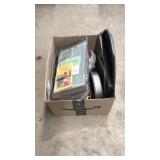 BOX OF ASST. KITCHENWARE: BAKING, TRIVETS, ETC