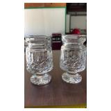 PAIR OF WATERFORD FOOTED JAM JARS