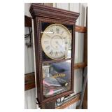 REGULATOR STYLE OAK CASED WALL CLOCK
