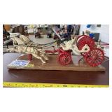 CAST IRON HORSE DRAWN FIRE WAGON