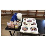 7 Y & R COLLECTOR PLATES, COFFEE MAKER, MUGS