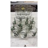 15 PC. HOLLY LEAF GLASSES & CUPS