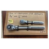 PAIR OF CRAFTSMAN USA RATCHETS: 3/8" & 1/2" DRIVE