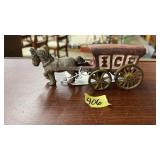 CAST IRON HORSE DRAWN ICE CART