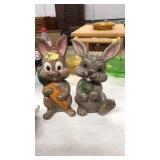 PAIR OF CERAMIC RABBITS