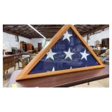 OAK FRAMED FLAG CASE WITH FLAG