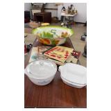 METAL SALAD BOWL, CORNINGWARE, COOKBOOKS