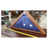 OAK FRAMED FLAG CASE WITH FLAG