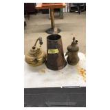 3 COPPER/BRASS TEA KETTLES & CUP