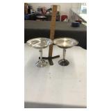 PAIR OF ELEVATED STERLING BONBONS 6.5 IN WEIGHTED