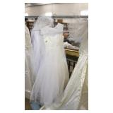 VINTAGE SATIN WEDDING GOWN WITH LONG VEIL