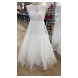 VINTAGE SATIN WEDDING GOWN WITH LONG VEIL