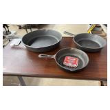 3 PC. CAST IRON SKILLETS