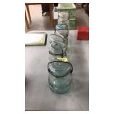 6 ASST.SIZE MASON JARS W/LIDS: BALL, ATLAS, DREY