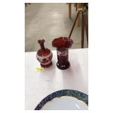 2 PC. CRANBERRY GLASS
