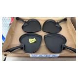 (4) MINI CAST IRON HEART PANS