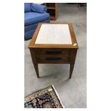 OAK LAMP TABLE WITH MARBLE TOP