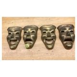 4 BRASS THEATER MASKES
