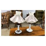 PAIR OF HOBNAIL MILK GLASS BOUDOIR LAMPS