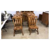 6 OAK DINING CHAIRS, ONE ARM CHAIR