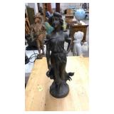 NOUVEAU WOMEN WITH SICKLE STATUE, BRONZE FINISH